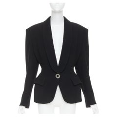ALEXANDRE VAUTHIER COUTURE 2022 Laufsteg Schwarz Emaille Goldknöpfe Power Blazer