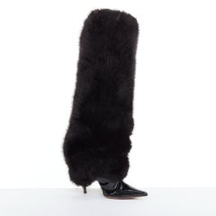 ALEXANDRE VAUTHIER COUTURE 2023 Runway black faux fur tall stiletto boots EU40