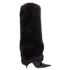 ALEXANDRE VAUTHIER COUTURE 2023 Runway black faux fur tall stiletto boots EU40