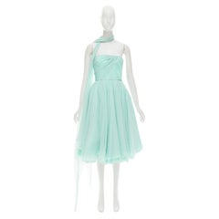 ALEXANDRE VAUTHIER COUTURE AW2019 Runway aqua blue strapless dress sash scarf