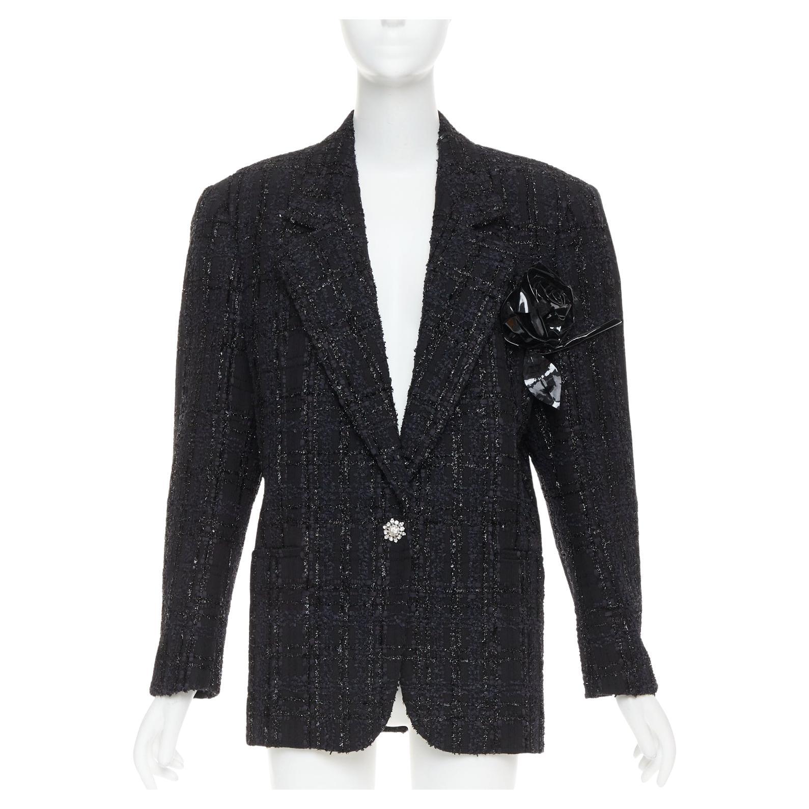 ALEXANDRE VAUTHIER COUTURE AW2019 Laufsteg Schwarzer Metallic-Tweed-Blazer in Übergröße