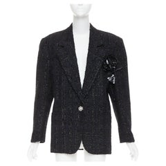 ALEXANDRE VAUTHIER COUTURE AW2019 Laufsteg Schwarzer Metallic-Tweed-Blazer in Übergröße