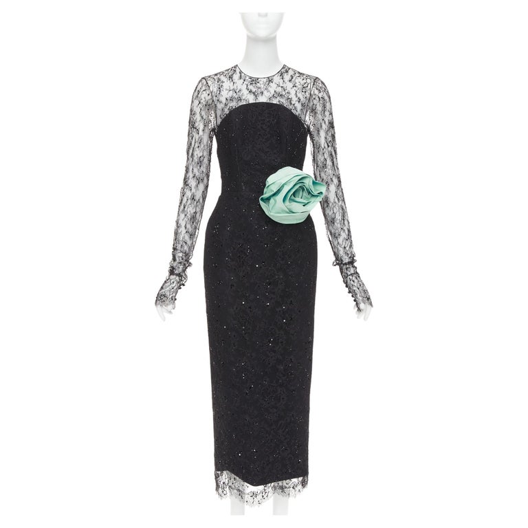 alexandre vauthier green velvet dress COUTURE AW2019 Runway rosette crystal lace For Sale at 1stDibs Style_Chromo