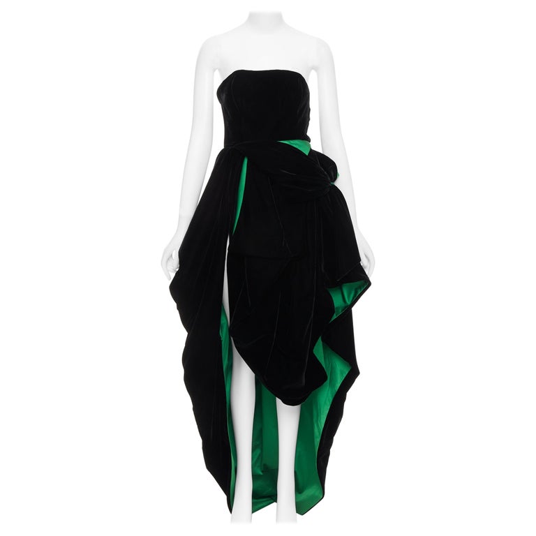 black and green high low dress ALEXANDRE VAUTHIER COUTURE AW2020 Runway velvet duchess gown For Sale at 1stDibs Waistline:Natural