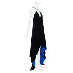 ALEXANDRE VAUTHIER COUTURE AW2022 Runway black velvet blue symmetric slip dress