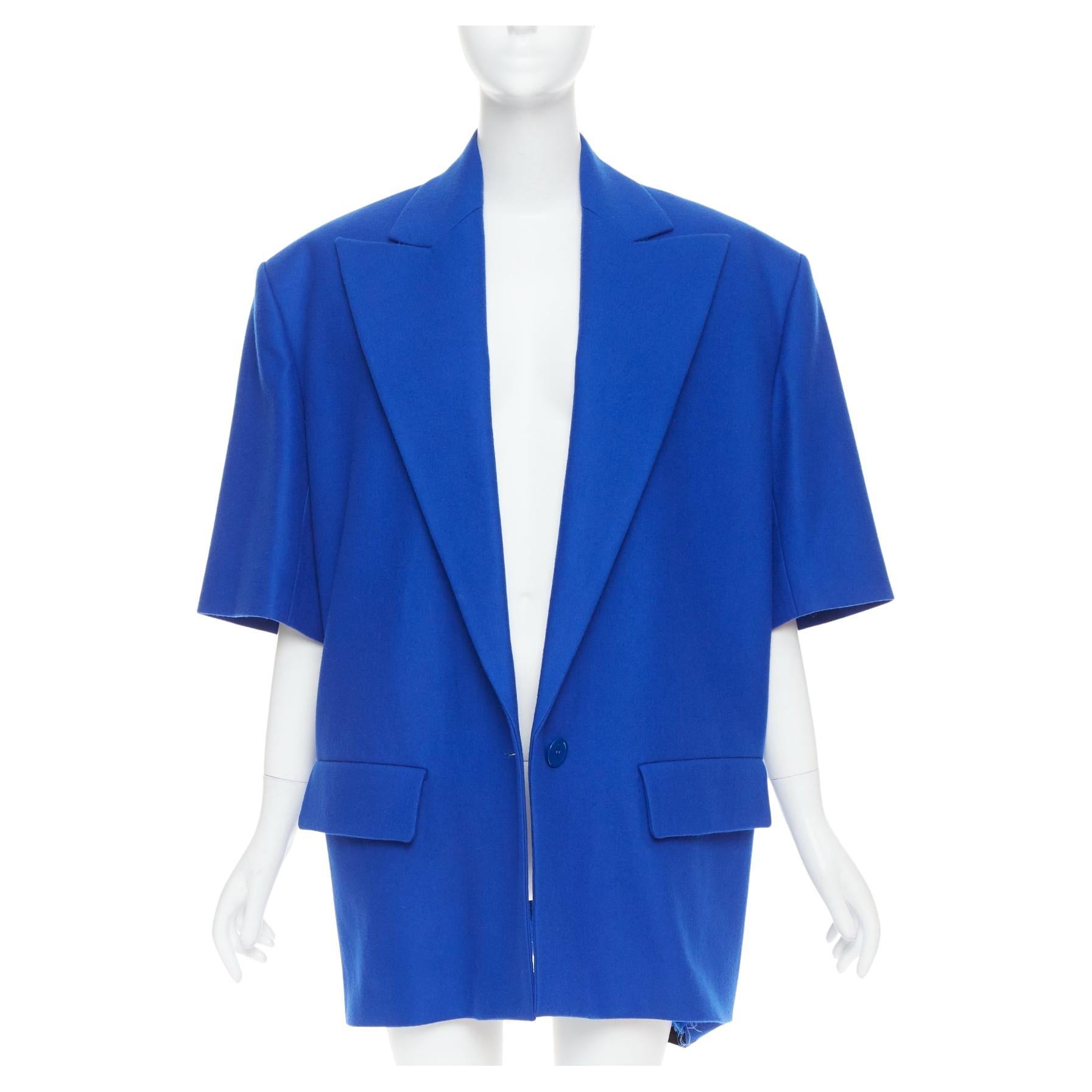 ALEXANDRE VAUTHIER COUTURE AW2022 Laufsteg blauer Kurzarm-Blazer in Übergröße im Angebot