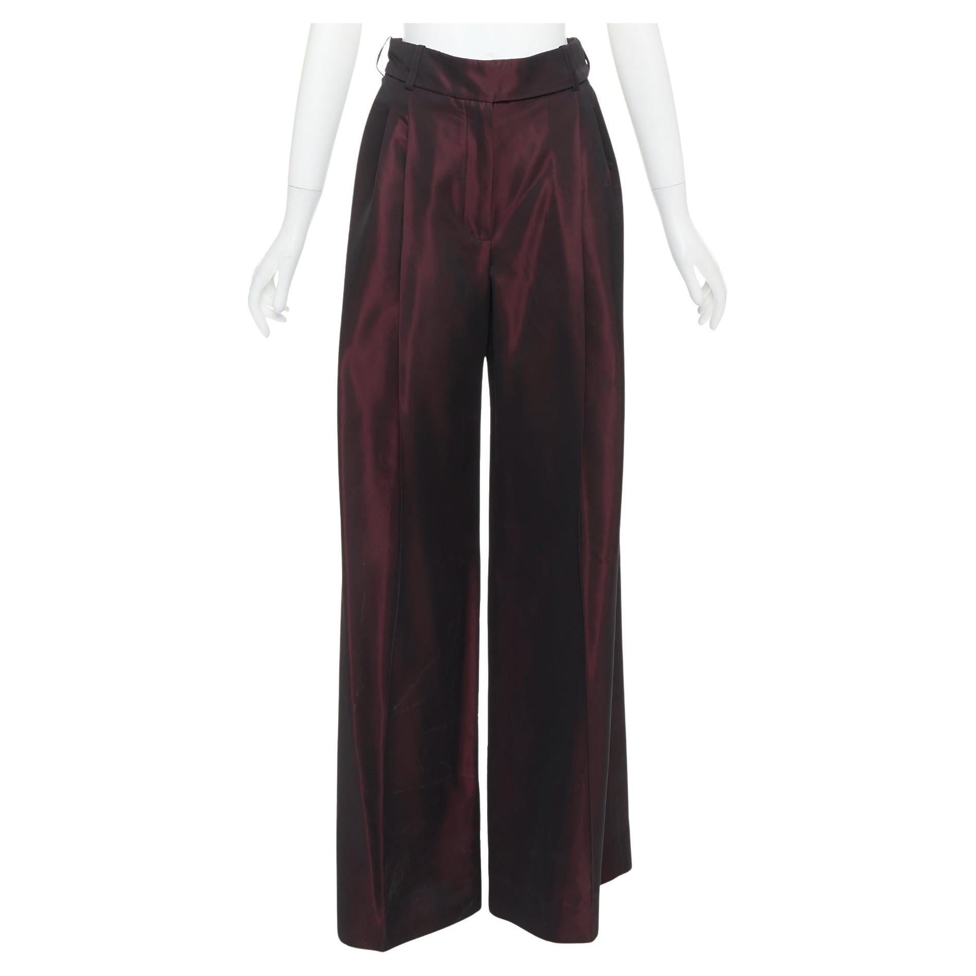 ALEXANDRE VAUTHIER COUTURE Aw2022 Laufsteg bordeauxrote Hose mit hoher Taille und weitem Bein im Angebot