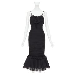 ALEXANDRE VAUTHIER COUTURE vestido con falda acampanada de cristal de tul fruncido y gasa negra
