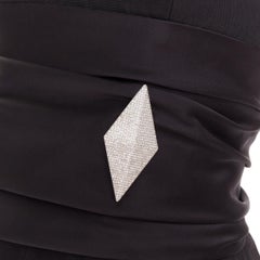 ALEXANDRE VAUTHIER COUTURE black crystal pave brooch strapless wide leg jumpsuit