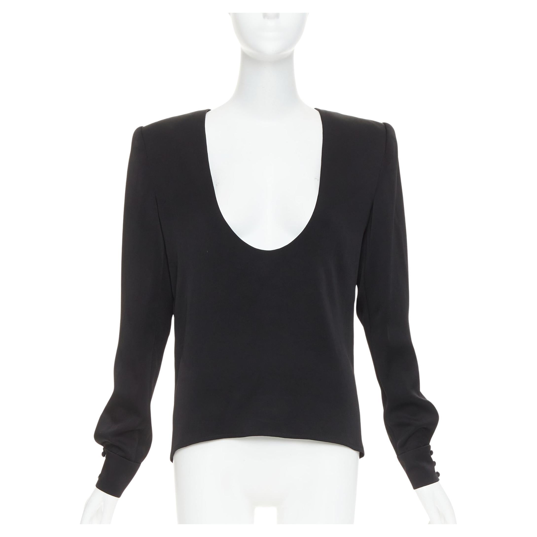 ALEXANDRE VAUTHIER COUTURE - Top à manches longues avec épaules paddées et encolure dégagée - noir