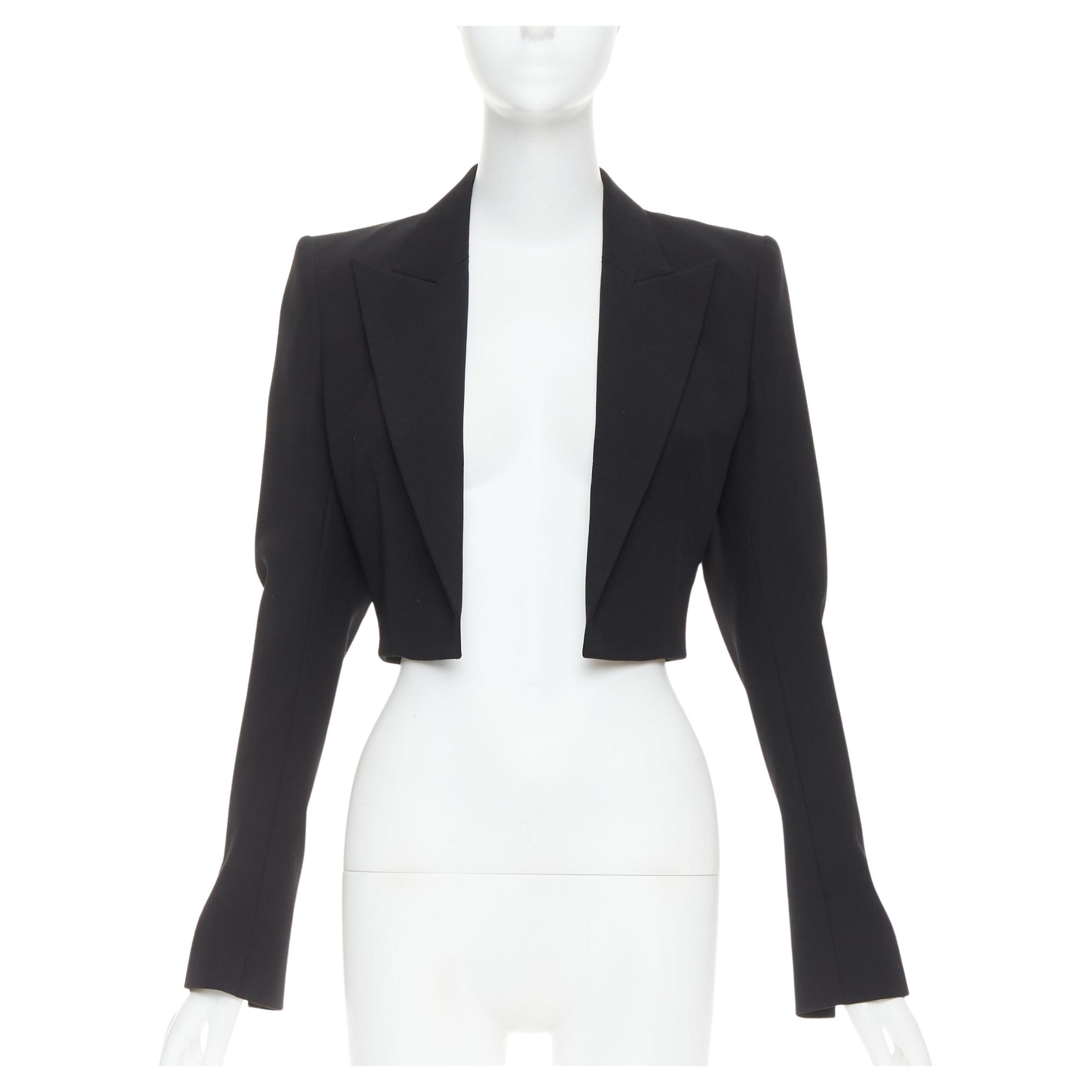 ALEXANDRE VAUTHIER COUTURE Schwarzer Kurzblazer mit Spitzenrevers Smokingjacke