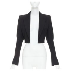 ALEXANDRE VAUTHIER COUTURE black peak lapel cropped blazer short tuxedo jacket