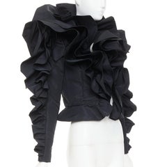 Veste courte à basque et volants sculpturaux noirs ALEXANDRE VAUTHIER COUTURE