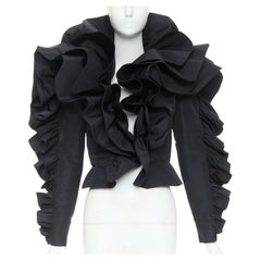 Veste courte à basque et volants sculpturaux noirs ALEXANDRE VAUTHIER COUTURE