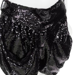 ALEXANDRE VAUTHIER COUTURE black sequinned draped front pocketed bubble shorts