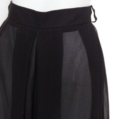 ALEXANDRE VAUTHIER COUTURE black sheer silk chiffon high waisted wide leg pants