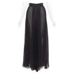 ALEXANDRE VAUTHIER COUTURE black sheer silk chiffon high waisted wide leg pants