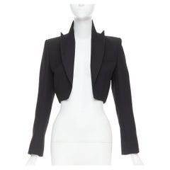 ALEXANDRE VAUTHIER COUTURE Schwarzer Stehaufmännchen-Smoking-Blazer mit Revers ALEXANDRE VAUTHIER COUTURE Schwarzer Stehaufmännchen-Smoking-Blazer mit Revers