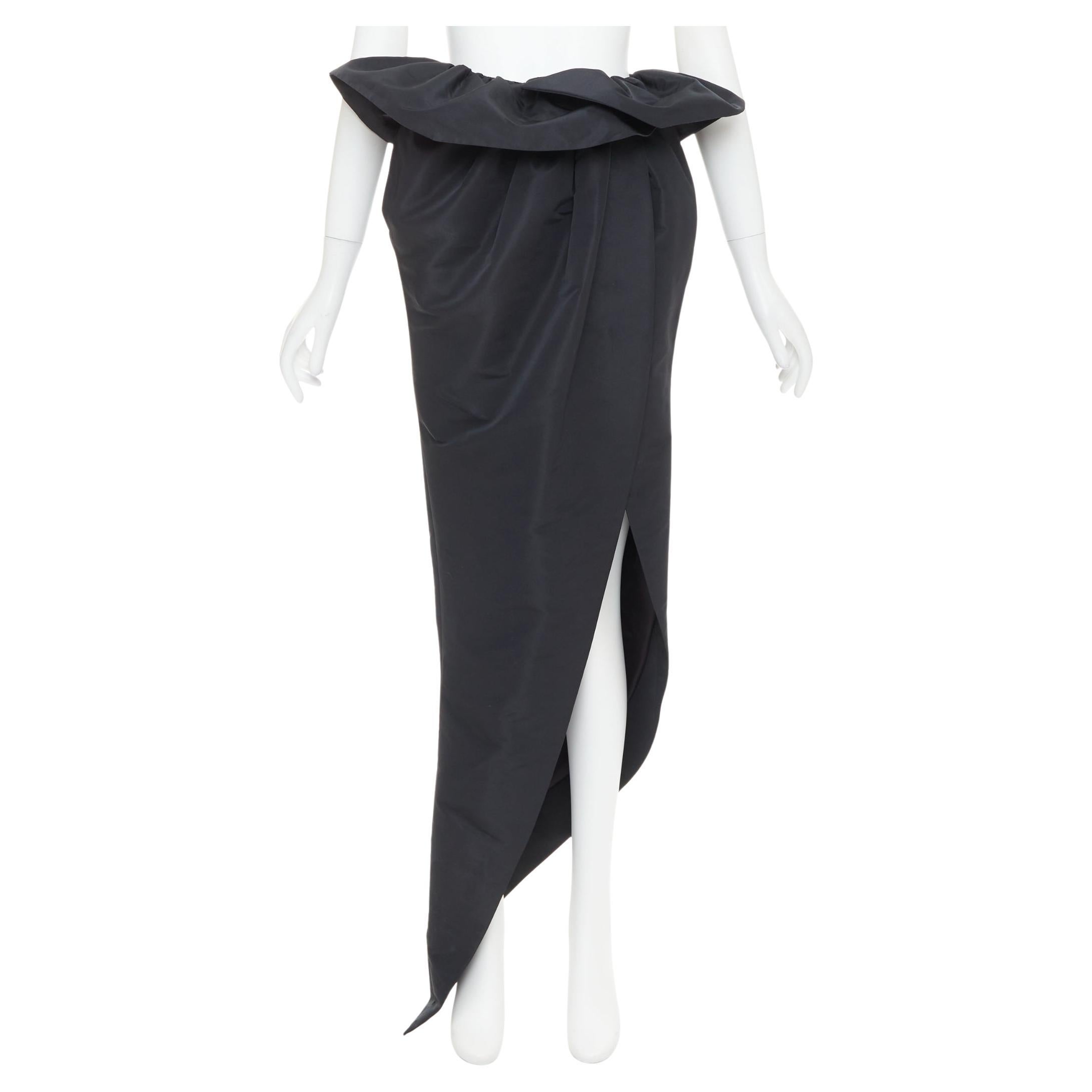 ALEXANDRE VAUTHIER COUTURE Schwarzer Taftrock mit voluminösem Schößchen und Seitenschlitz