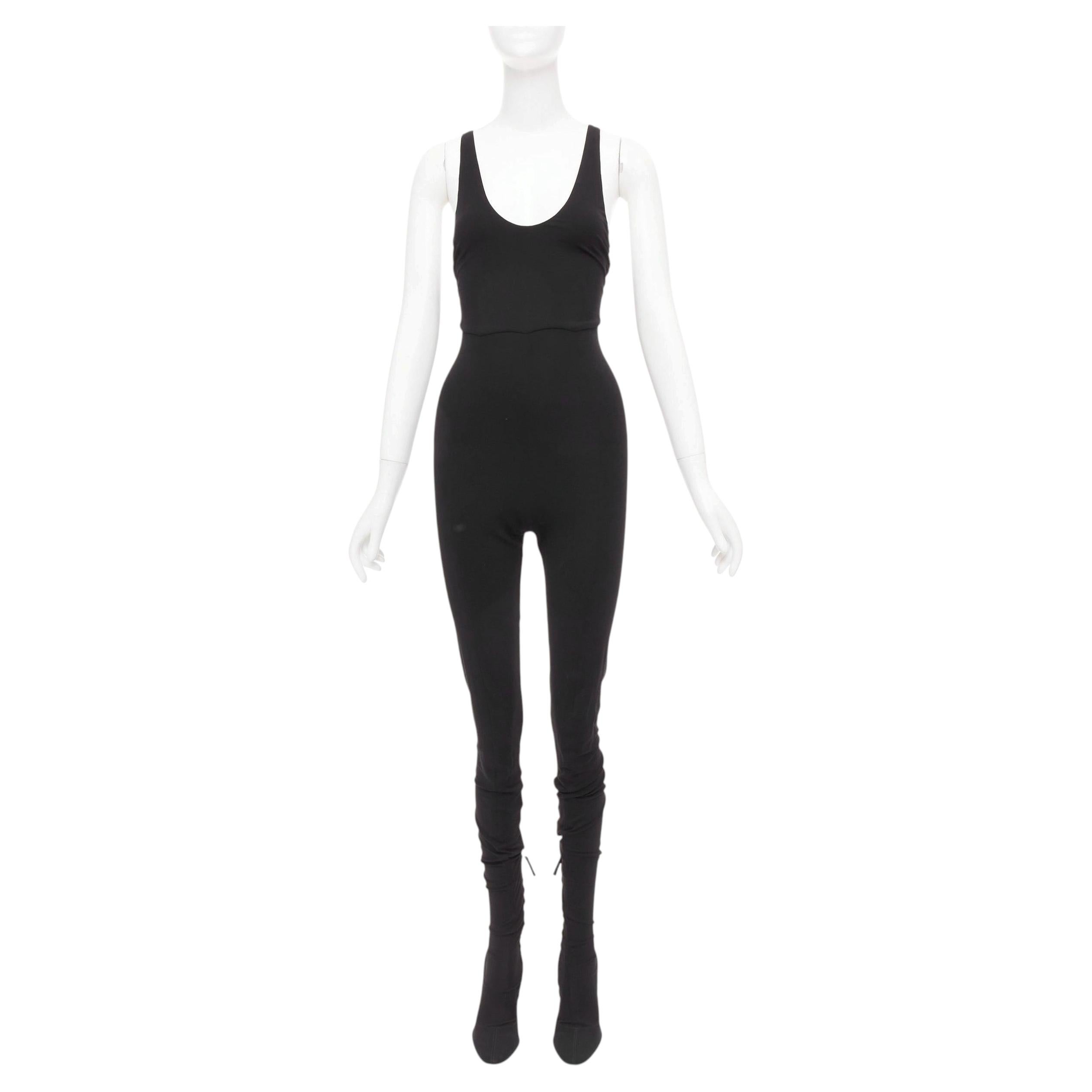 Pre-owned Alexandre Vauthier Couture Black Tank Jumpsuit Pantashoes Heel Boots Eu40