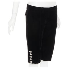 ALEXANDRE VAUTHIER COUTURE velvet flower crystal button embellished knee pants