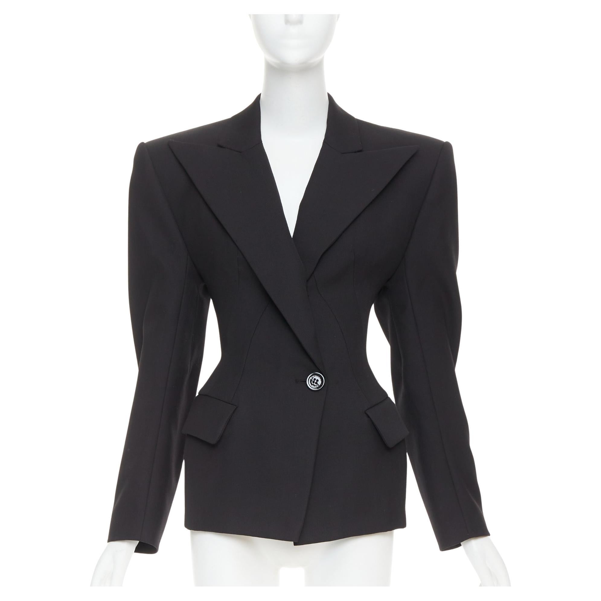 ALEXANDRE VAUTHIER COUTURE schwarz Wespentaille power gepolsterte Schulter Blazer Jacke
