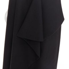 ALEXANDRE VAUTHIER COUTURE black wool asymmetric cascade ruffle split skirt