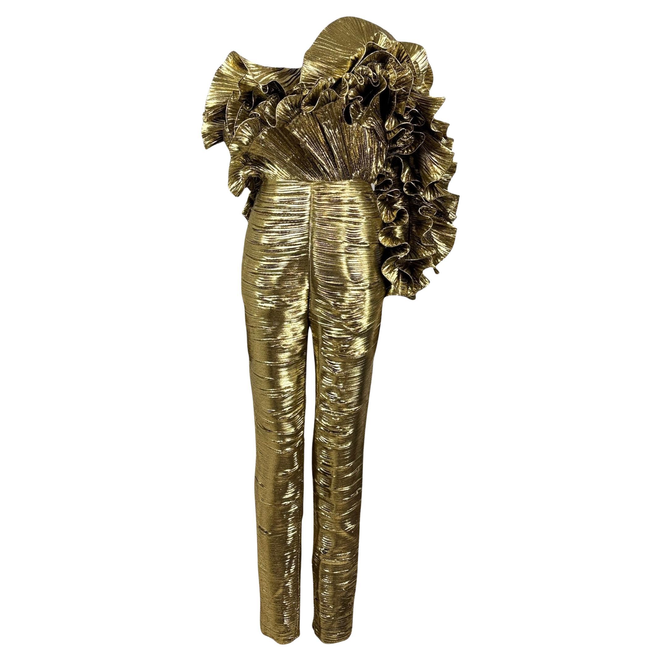 Alexandre Vauthier couture Autunno 2023 Look 15 Tuta in lamé oro in vendita