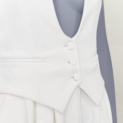ALEXANDRE VAUTHIER COUTURE off white crepe halter neck waistcoat jumpsuit