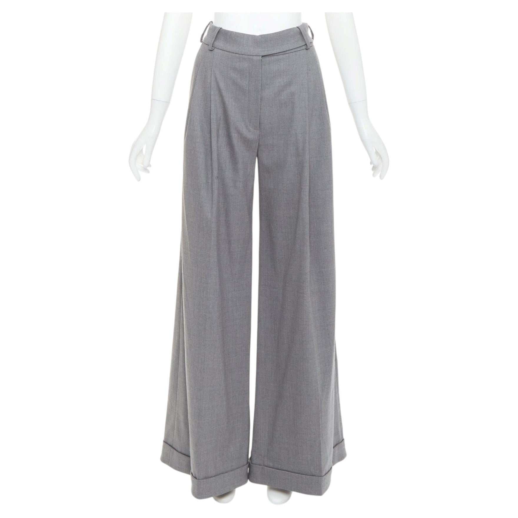 ALEXANDRE VAUTHIER COUTURE rolled hem high waisted pleat front wide leg pants