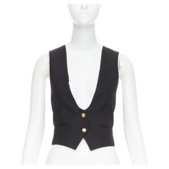 ALEXANDRE VAUTHIER COUTURE Runway black gold buttons plunge neck waistcoat vest