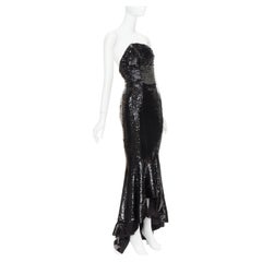 ALEXANDRE VAUTHIER COUTURE Runway black sequin strapless corseted mermaid gown