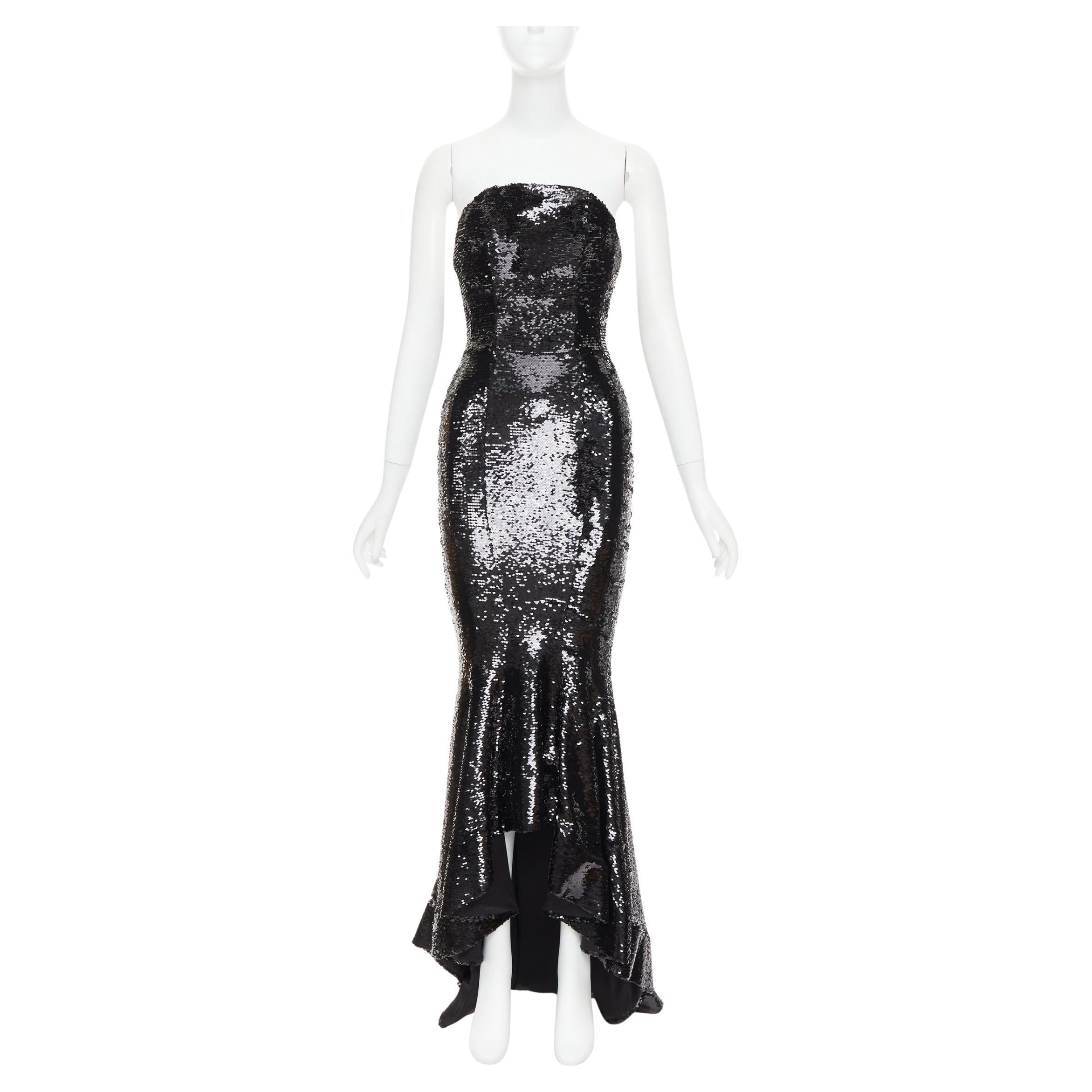 ALEXANDRE VAUTHIER COUTURE Laufsteg Schwarzes trägerloses Meerjungfrauenkleid mit Paillettenbesatz