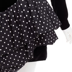 ALEXANDRE VAUTHIER COUTURE Runway black velvet polka dot mini dress