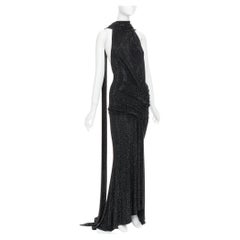 ALEXANDRE VAUTHIER COUTURE Runway crystal ruched waist drape sash train gown