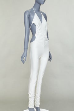 ALEXANDRE VAUTHIER COUTURE Runway white open back halter jumpsuit catsuit