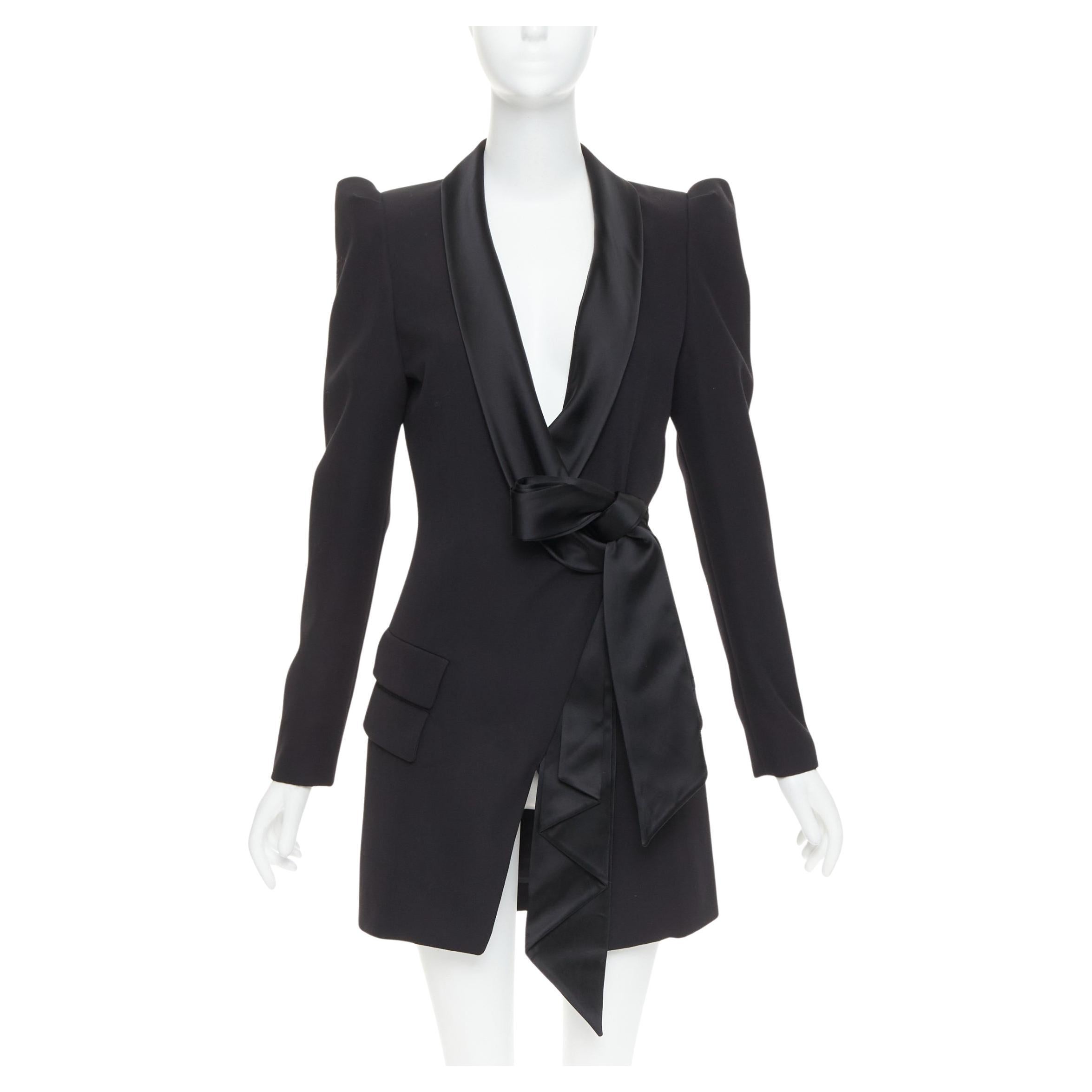 ALEXANDRE VAUTHIER COUTURE S2018 Runway black pagoda shoulder blazer dress FR36