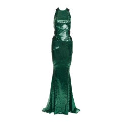 ALEXANDRE VAUTHIER COUTURE SS2015 Laufsteg Smaragdgrünes Pailletten-Racerrücken-Nixenkleid