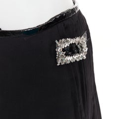 ALEXANDRE VAUTHIER COUTURE SS2019 Runway black crystal buckle wrap pleated skirt