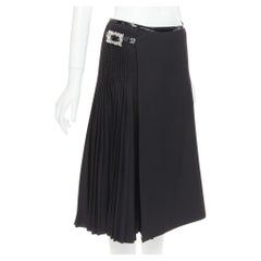 ALEXANDRE VAUTHIER COUTURE SS2019 Runway black crystal buckle wrap pleated skirt