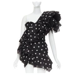 ALEXANDRE VAUTHIER COUTURE SS2019 Runway crystal polka dot ruffle shoulder dress