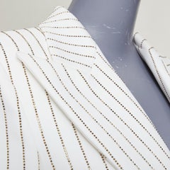 ALEXANDRE VAUTHIER COUTURE SS2020 Runway off gold crystal blazer jacket FR36 S
