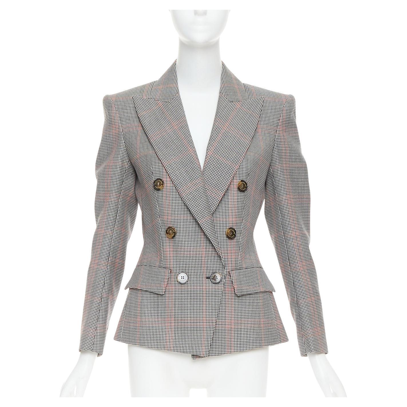 ALEXANDRE VAUTHIER COUTURE SS2021 Laufsteg grauer zweireihiger Blazer mit Schottenkaro