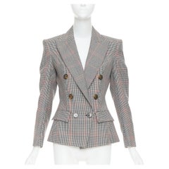 ALEXANDRE VAUTHIER COUTURE SS2021 Laufsteg grauer zweireihiger Blazer mit Schottenkaro