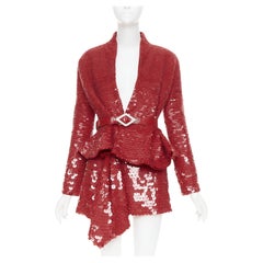 ALEXANDRE VAUTHIER COUTURE SS2022 Runway red gradient bead sequin peplum jacket