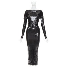 ALEXANDRE VAUTHIER COUTURE SS2023 Runway black sequin off shoulder midi dress