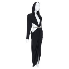 ALEXANDRE VAUTHIER COUTURE SS2023 Runway crystal belted open waist hooded dress