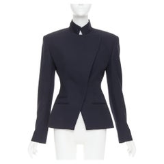 ALEXANDRE VAUTHIER COUTURE SS2025 Laufsteg navy Stehkragen Power officer Blazer