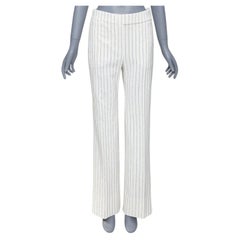ALEXANDRE VAUTHIER COUTURE wool crystal pinstripe straight leg pants FR36 S
