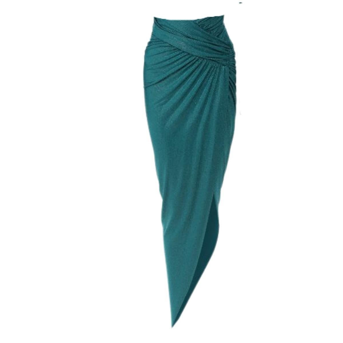 Blue Alexandre Vauthier Crystal Embellished Asymmetric Skirt FR 40 (US 8)
